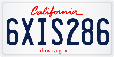 CA license plate 6XIS286