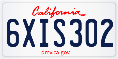 CA license plate 6XIS302