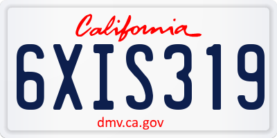 CA license plate 6XIS319