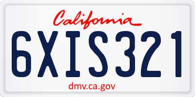 CA license plate 6XIS321