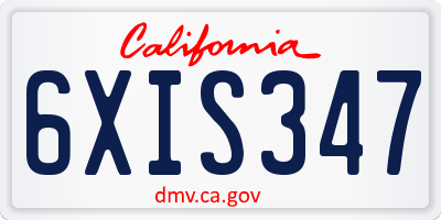 CA license plate 6XIS347