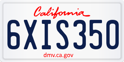 CA license plate 6XIS350