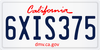 CA license plate 6XIS375