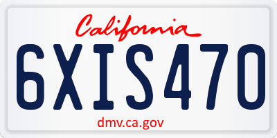 CA license plate 6XIS470