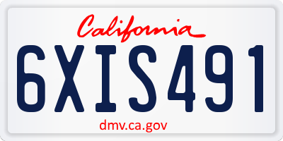 CA license plate 6XIS491