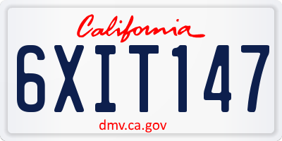 CA license plate 6XIT147