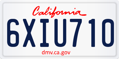 CA license plate 6XIU710