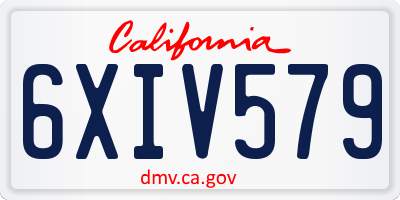 CA license plate 6XIV579