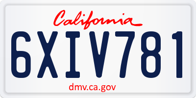 CA license plate 6XIV781