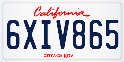 CA license plate 6XIV865