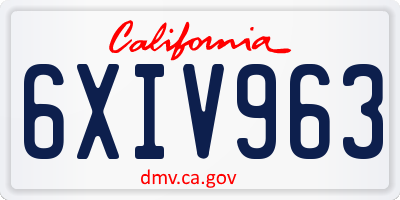 CA license plate 6XIV963