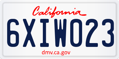 CA license plate 6XIW023