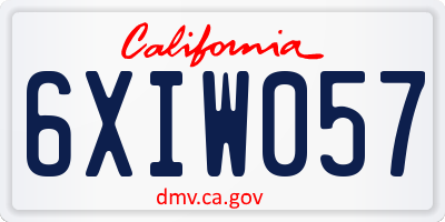 CA license plate 6XIW057