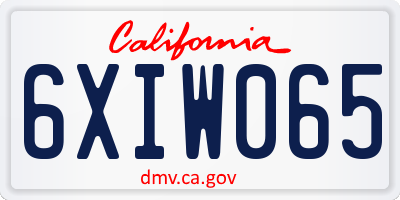 CA license plate 6XIW065
