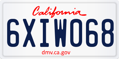 CA license plate 6XIW068