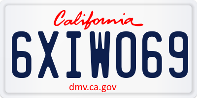 CA license plate 6XIW069
