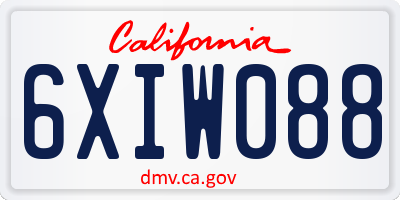 CA license plate 6XIW088