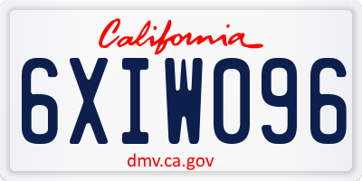 CA license plate 6XIW096