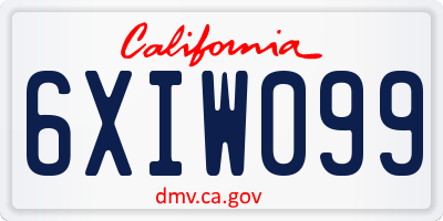 CA license plate 6XIW099