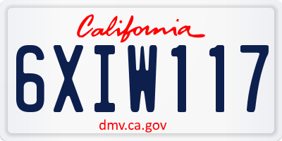 CA license plate 6XIW117