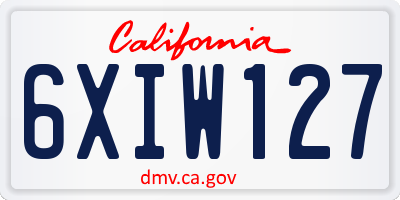 CA license plate 6XIW127