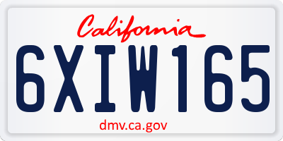 CA license plate 6XIW165