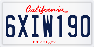 CA license plate 6XIW190