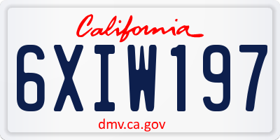 CA license plate 6XIW197
