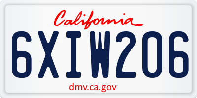 CA license plate 6XIW206