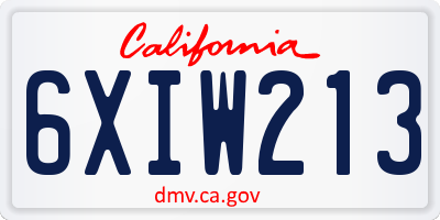 CA license plate 6XIW213