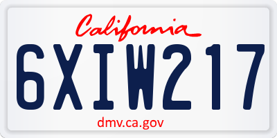 CA license plate 6XIW217