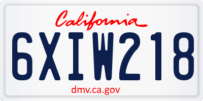 CA license plate 6XIW218