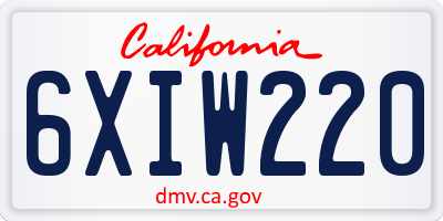 CA license plate 6XIW220