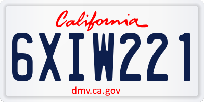 CA license plate 6XIW221