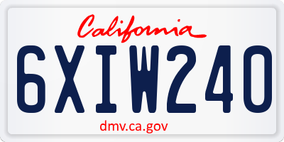 CA license plate 6XIW240