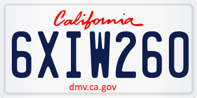 CA license plate 6XIW260