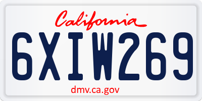 CA license plate 6XIW269