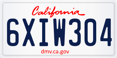 CA license plate 6XIW304