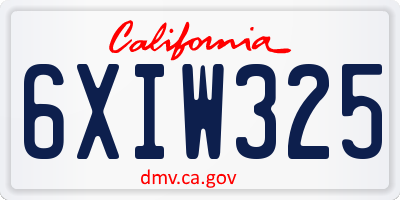 CA license plate 6XIW325