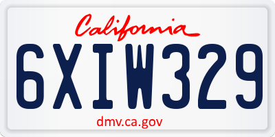 CA license plate 6XIW329
