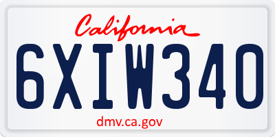 CA license plate 6XIW340