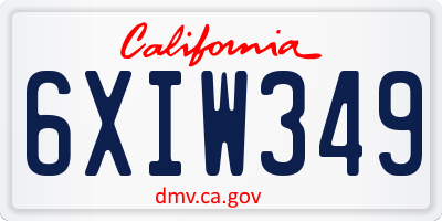 CA license plate 6XIW349