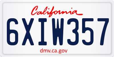 CA license plate 6XIW357