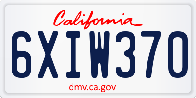 CA license plate 6XIW370