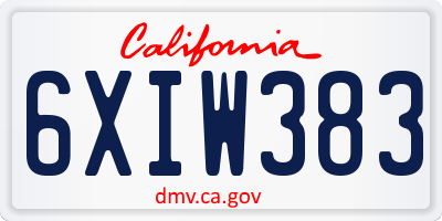 CA license plate 6XIW383