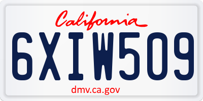 CA license plate 6XIW509