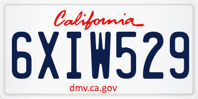 CA license plate 6XIW529