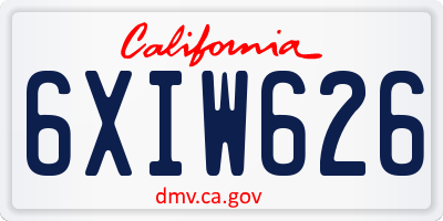 CA license plate 6XIW626