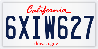 CA license plate 6XIW627