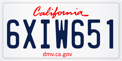 CA license plate 6XIW651